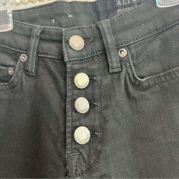 Allsaints Women's Button Mast Skinny Jeans Black Button Fly Stretch 25 - Picture 5 of 8